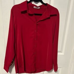 Zara Vibrant Red Button-Down Shirt